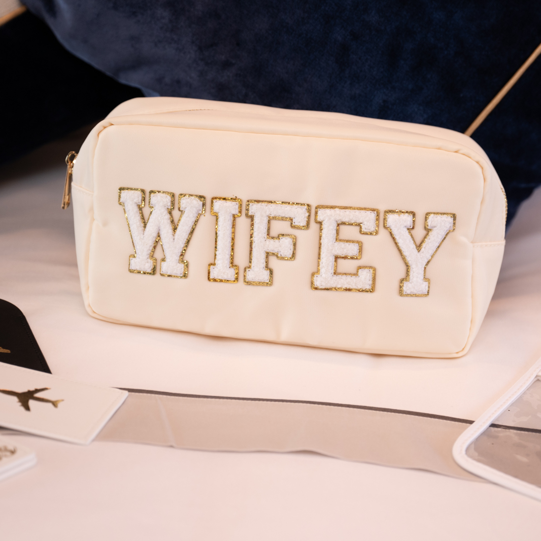 Medium Cream Pouch - "Wifey" - The Happy Tribe