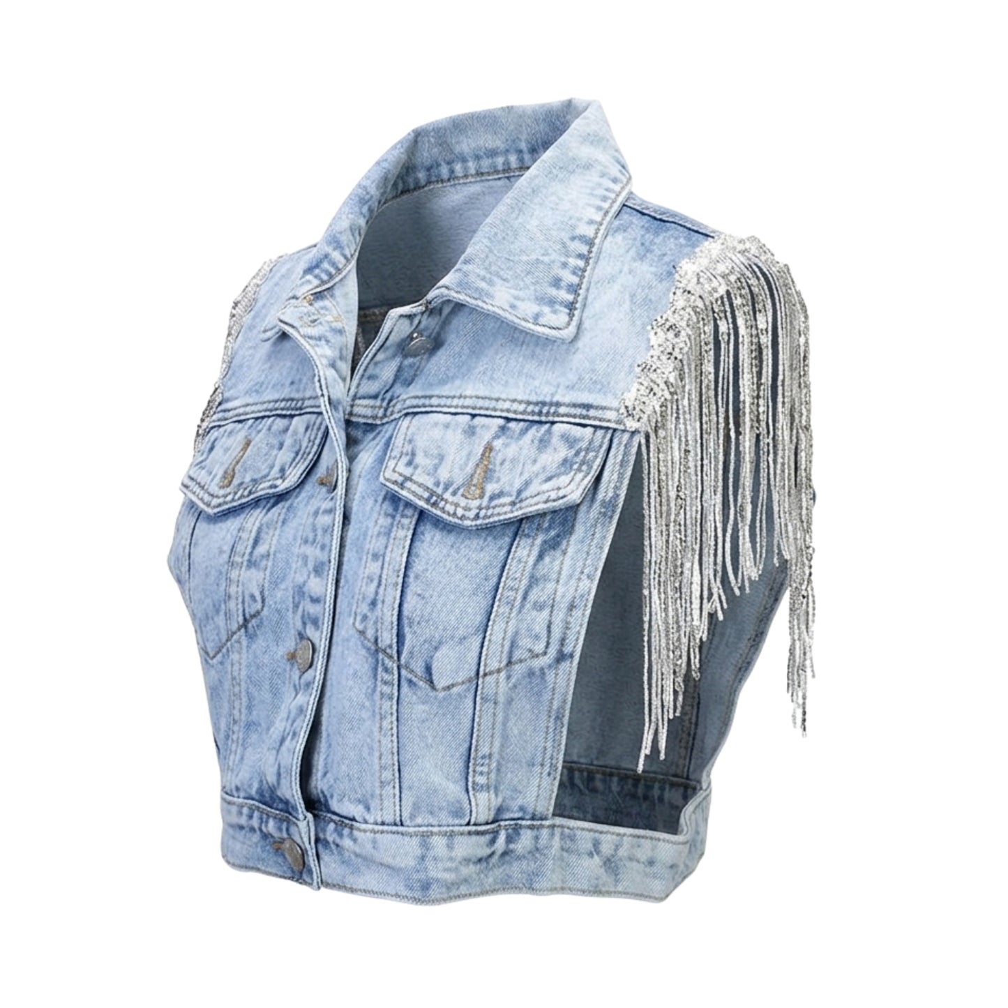 Bride Denim Tassel Waistcoat
