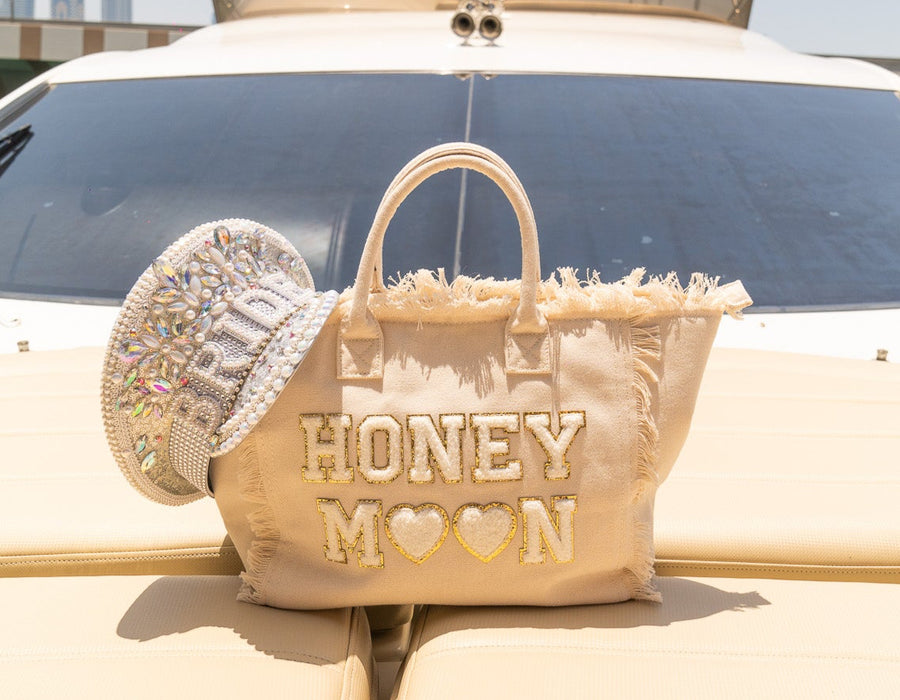 Cream St Bart’s Tote Bag – “Honeymoon” Edition, Chic Bridal Travel Tote