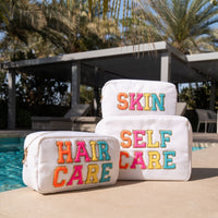 Self Care Bundle, Three Pouch Set, White