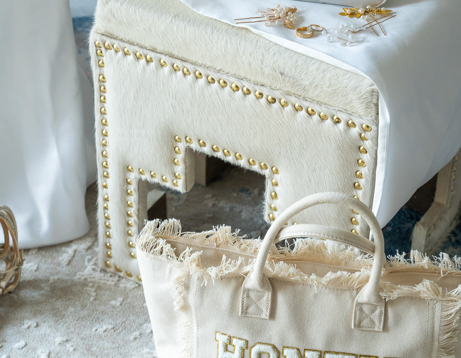 Cream St Bart’s Tote Bag – “Honeymoon” Edition, Chic Bridal Travel Tote
