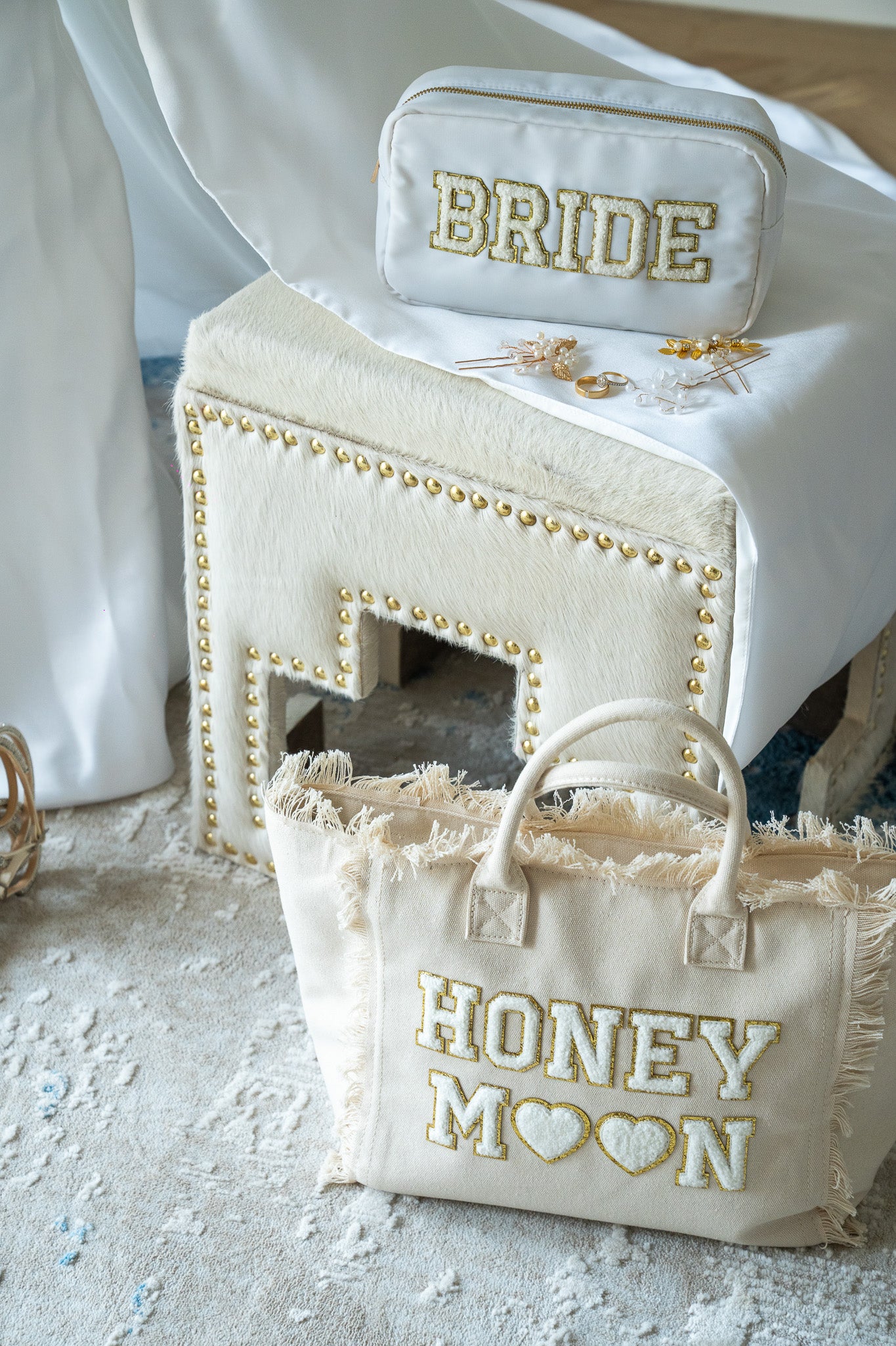 Cream St Bart’s Tote Bag – “Honeymoon” Edition, Chic Bridal Travel Tote - The Happy Tribe