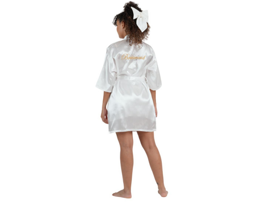 Women’s White Satin Bridesmaid Robe