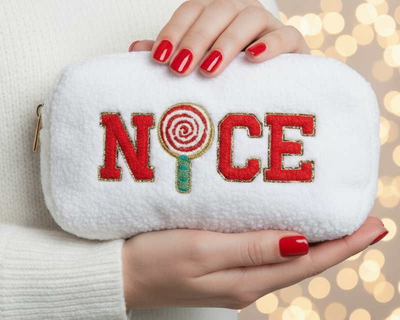 Christmas White Teddy Small Pouch - NICE