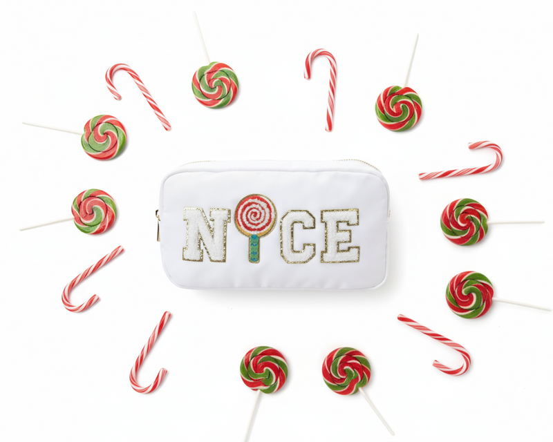 Christmas Candy Cane White Small Pouch - NICE