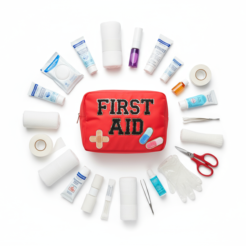 Red Large Pouch - "First Aid" - The Happy Tribe