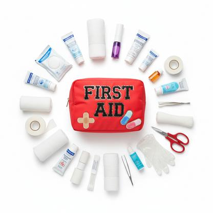 Red Large Pouch - "First Aid" - The Happy Tribe
