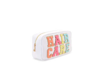 White Medium "Hair Care” Pouch. - The Happy Tribe