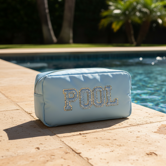 "Pool" Medium Pouch, Baby Blue