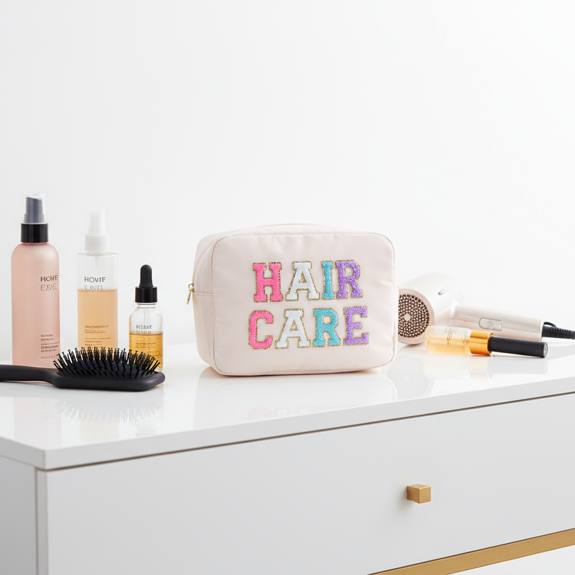 Cream Large Pouch "Hair Care" - The Happy Tribe