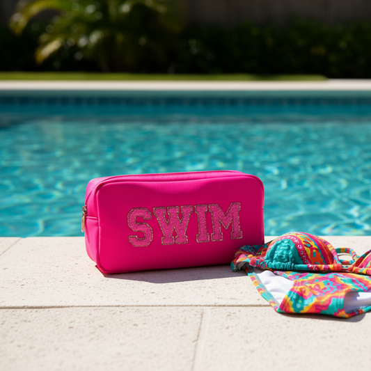 Neon Pink Medium Pouch - “Swim”