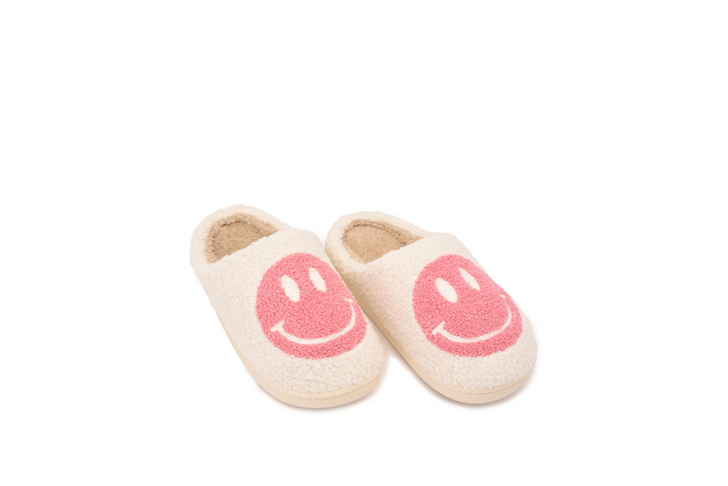 Smiley Slipper - White & Pink