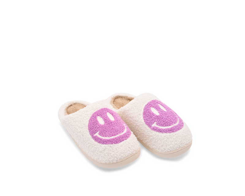 Smiley Slipper - White & Lilac