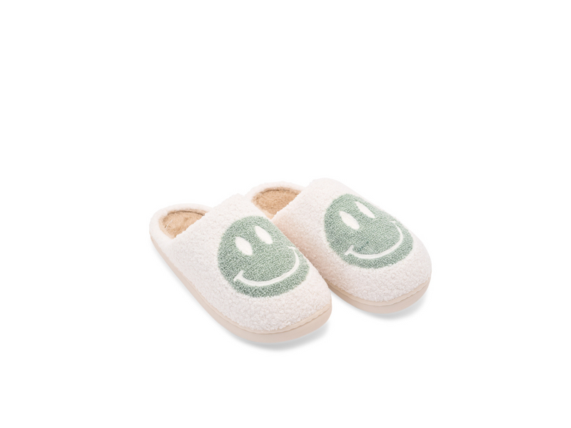 Smiley Slipper - White & Green