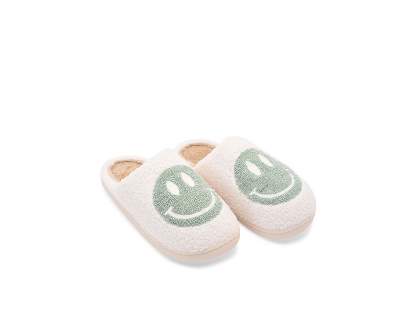 Smiley Slipper - White & Green