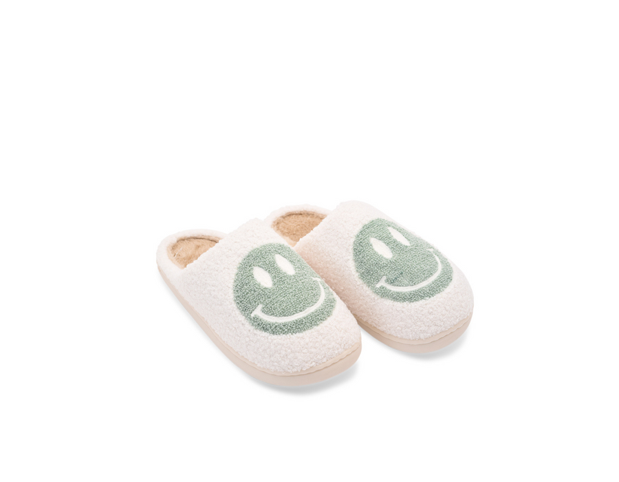 Smiley Slipper - White & Green