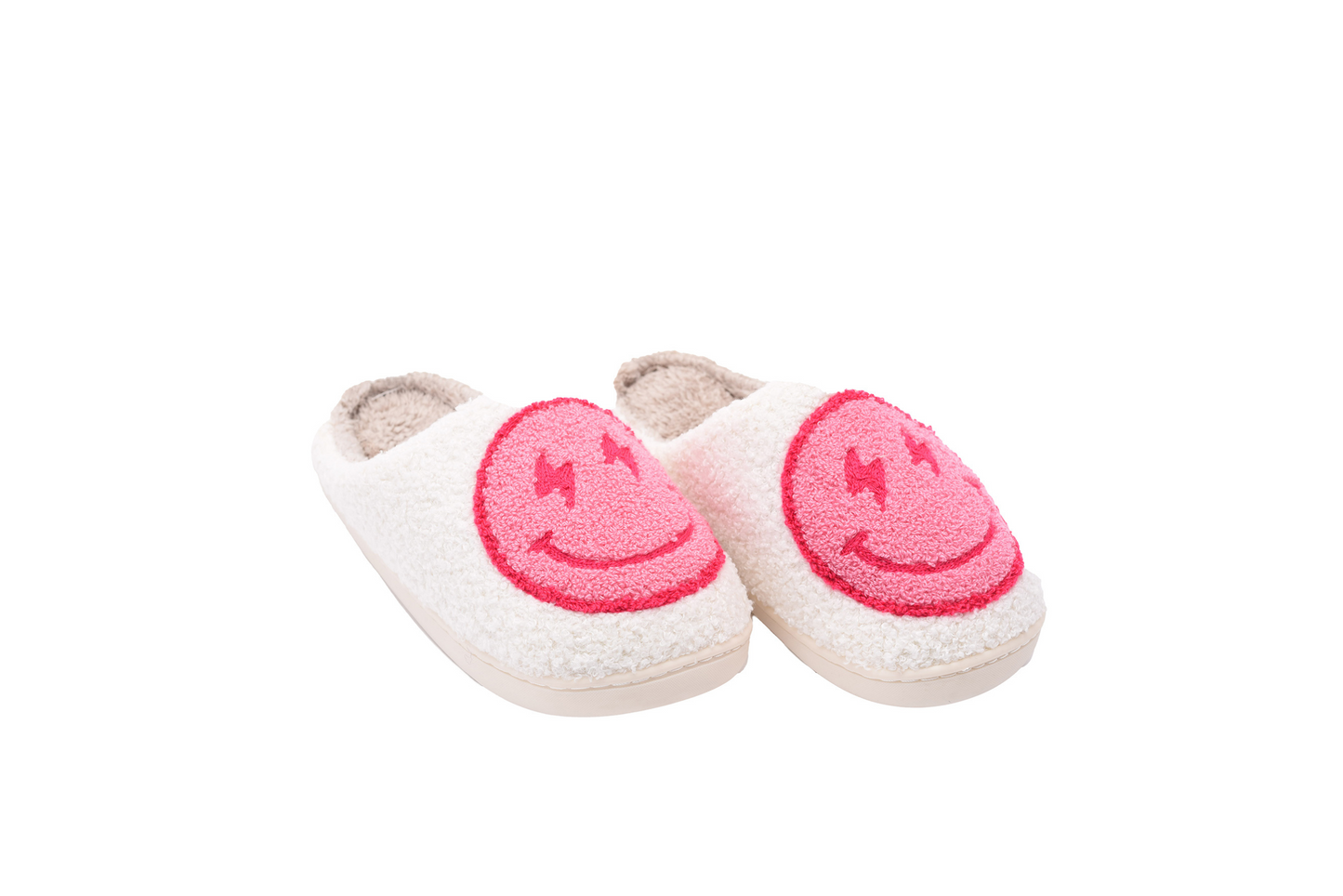 Lightning Smiley Slipper - Pink - The Happy Tribe