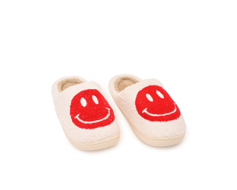 Smiley Slipper - White & Red