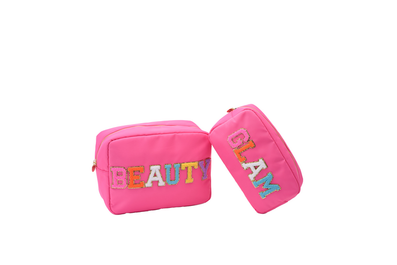 Candy Pink “Glam & Beauty” Bundle, Large & Medium Pouch
