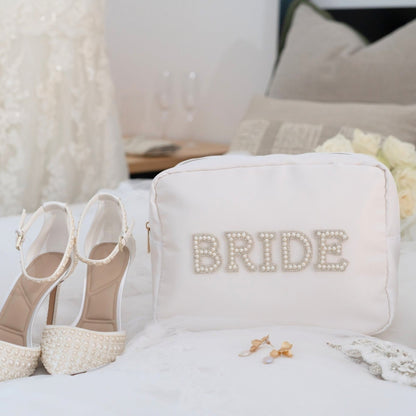 "Bride" Large Pouch, White