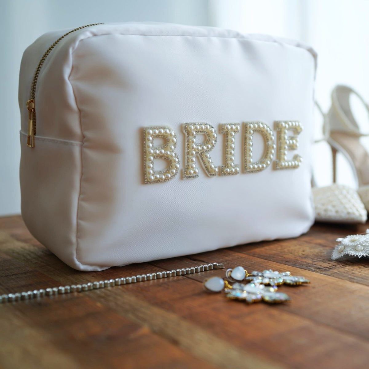 "Bride" Large Pouch, White