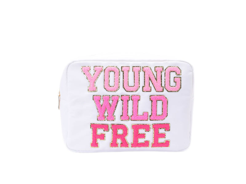 Large White Pouch “YOUNG WILD FREE”