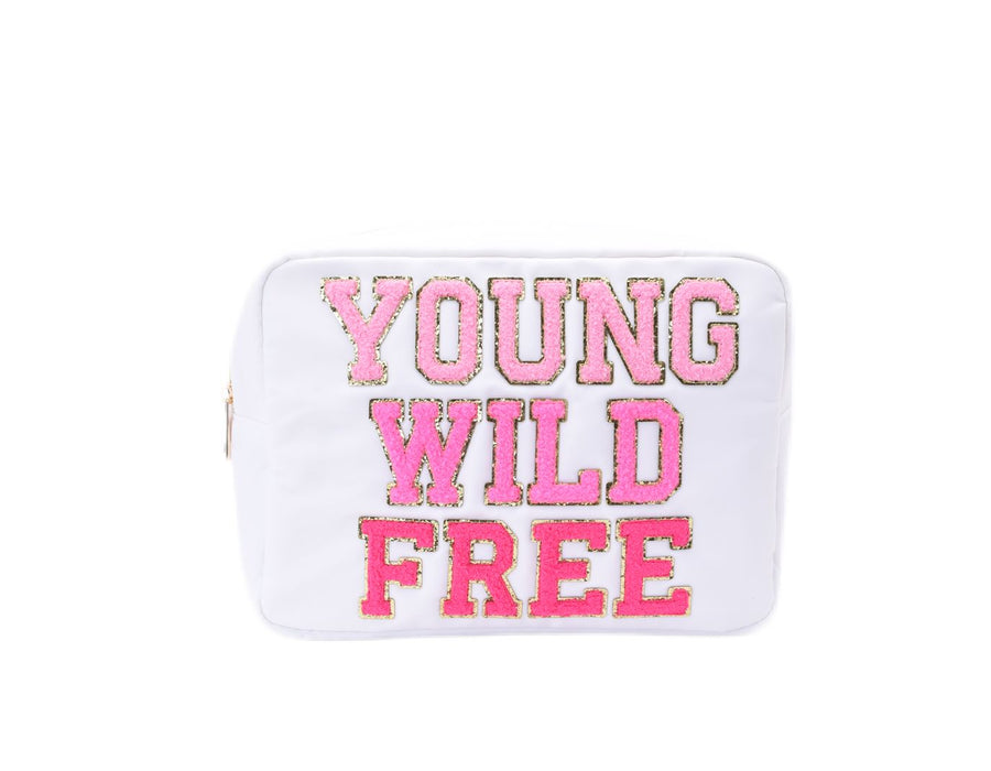 Large White Pouch “YOUNG WILD FREE”