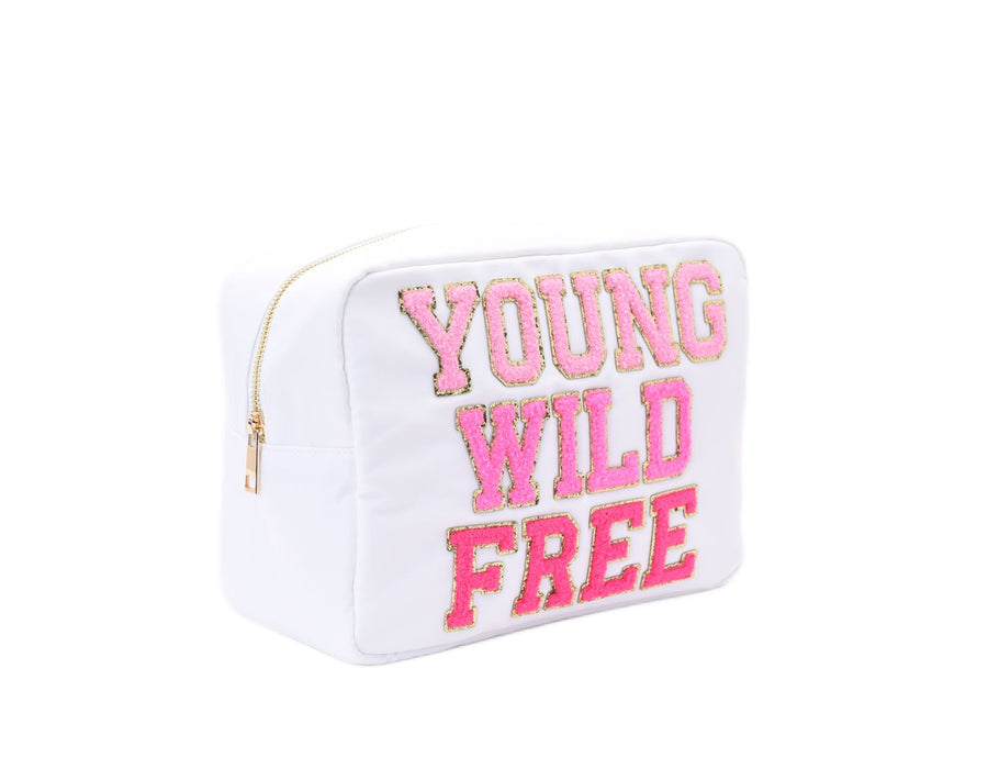 Large White Pouch “YOUNG WILD FREE”