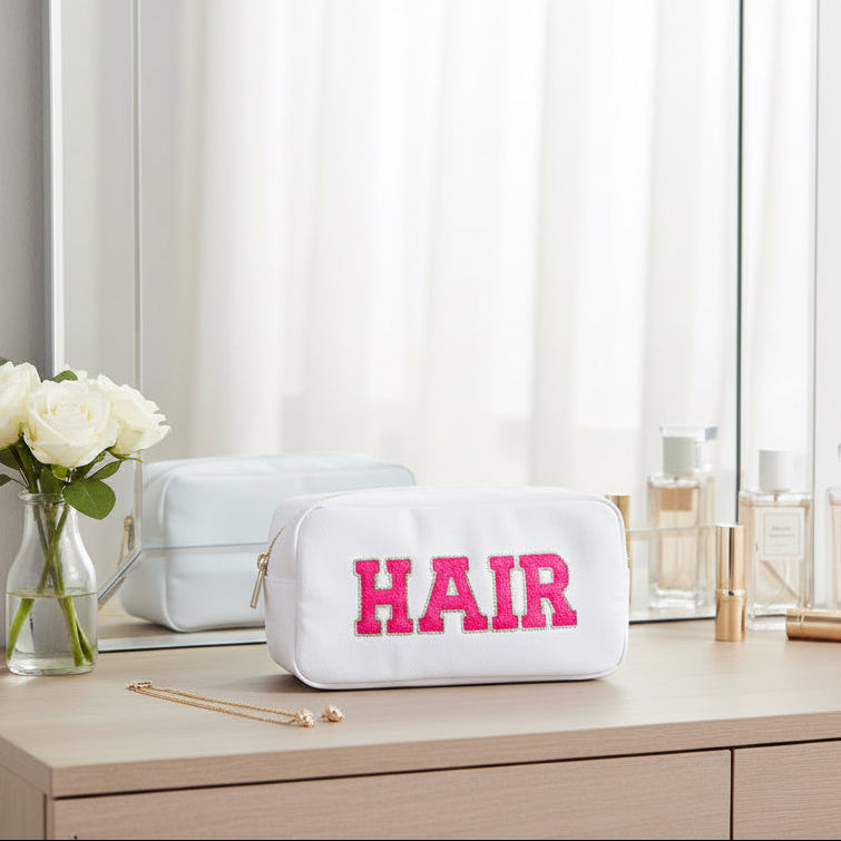White Medium Pouch - "Hair" - The Happy Tribe