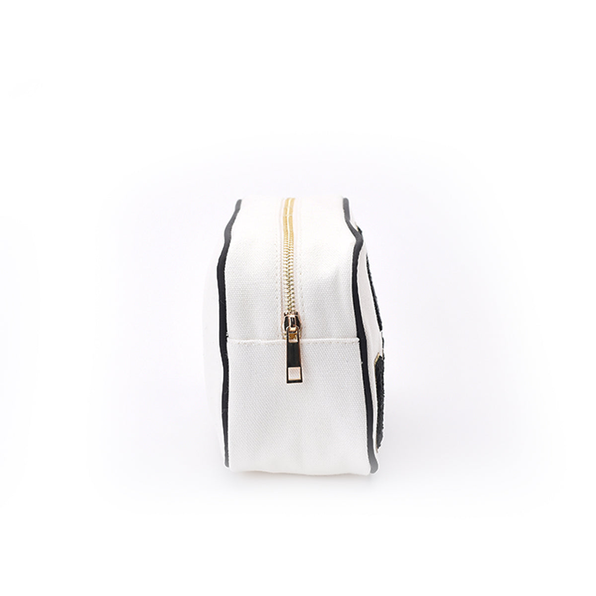 "Gym Bunny" Medium Pouch, Cream with Black Trim