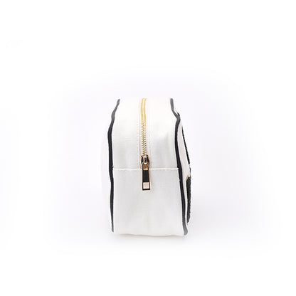 "Gym Bunny" Medium Pouch, Cream with Black Trim