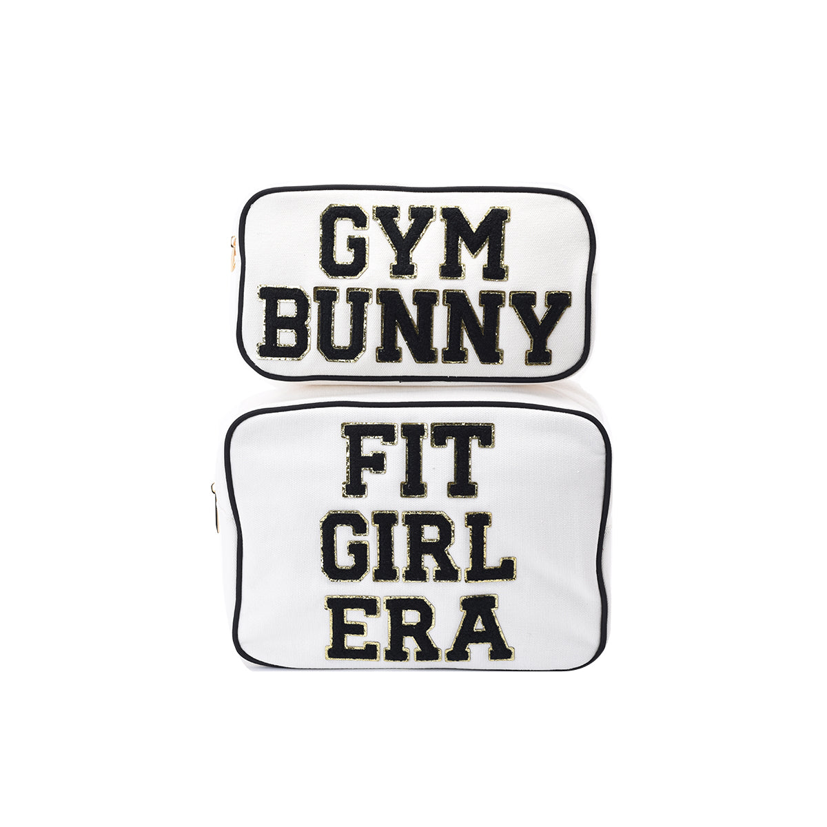 "Fit Girl Era" Large Pouch, Cream with Black Trim