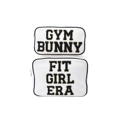 "Fit Girl Era" Large Pouch, Cream with Black Trim