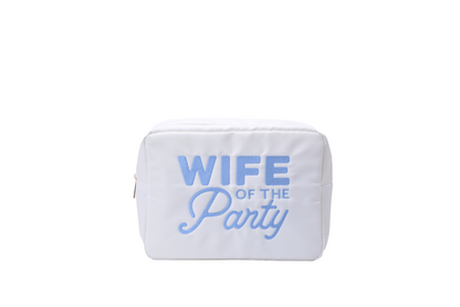 "Wife of the Party" Large Pouch, White