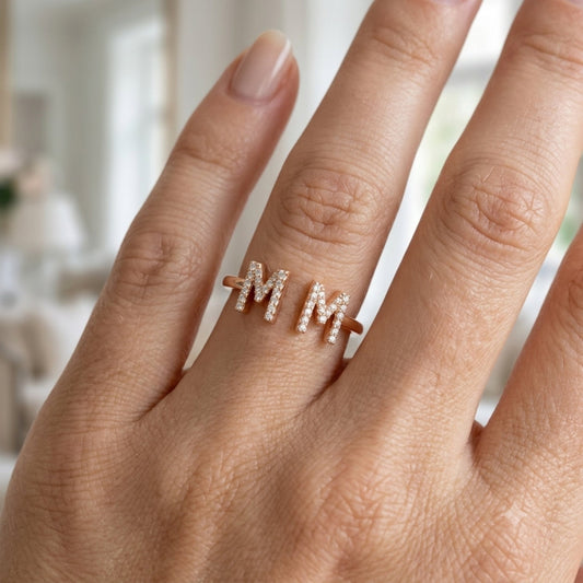 Amara Two Alphabets Ring - The Happy Tribe
