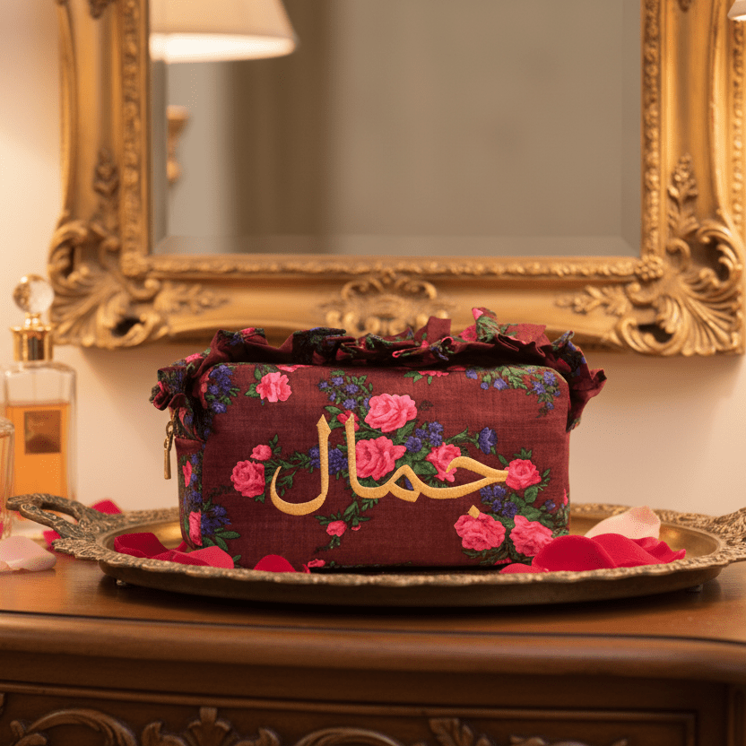 Arabic "Beauty" Ruffle Pouch, Medium - The Happy Tribe
