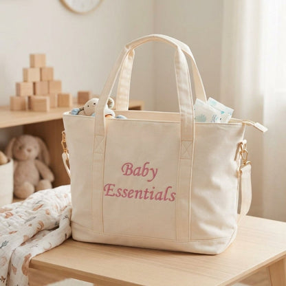 Baby Essentials Cream Tote Bag - The Happy Tribe