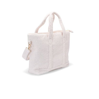 "Baby Essentials" Tote Bag, Cream in Pink Embroidery - The Happy Tribe