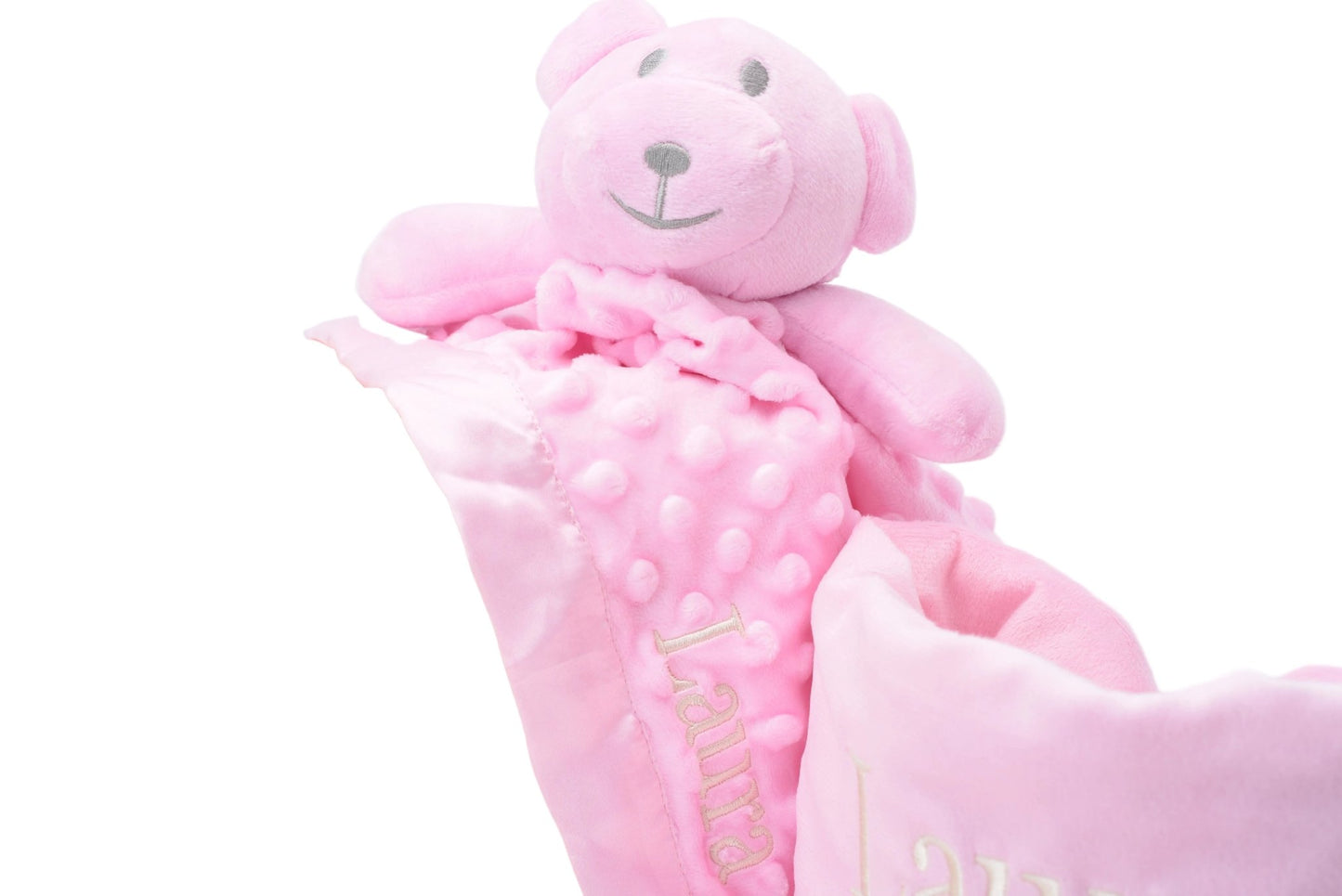 Baby Girls Personalised Pink Teddy Bear Comforter - The Happy Tribe
