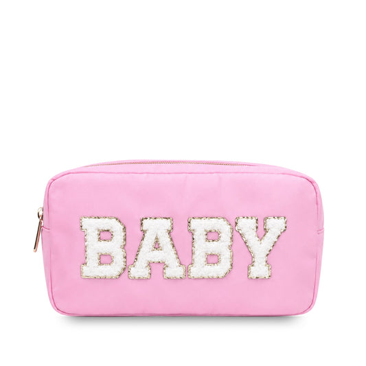"BABY" Medium Keepsake Pouch, Baby Pink - The Happy Tribe