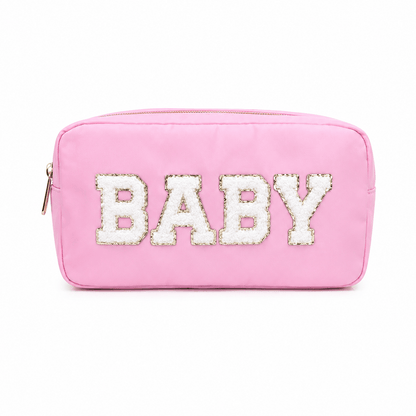 "BABY" Medium Pouch, Baby Pink - The Happy Tribe