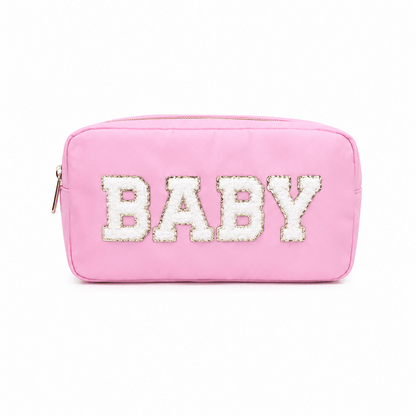 "BABY" Medium Pouch, Baby Pink - The Happy Tribe