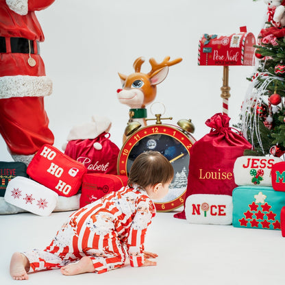 Baby Personalised Santa Stripe Sleepsuit - The Happy Tribe