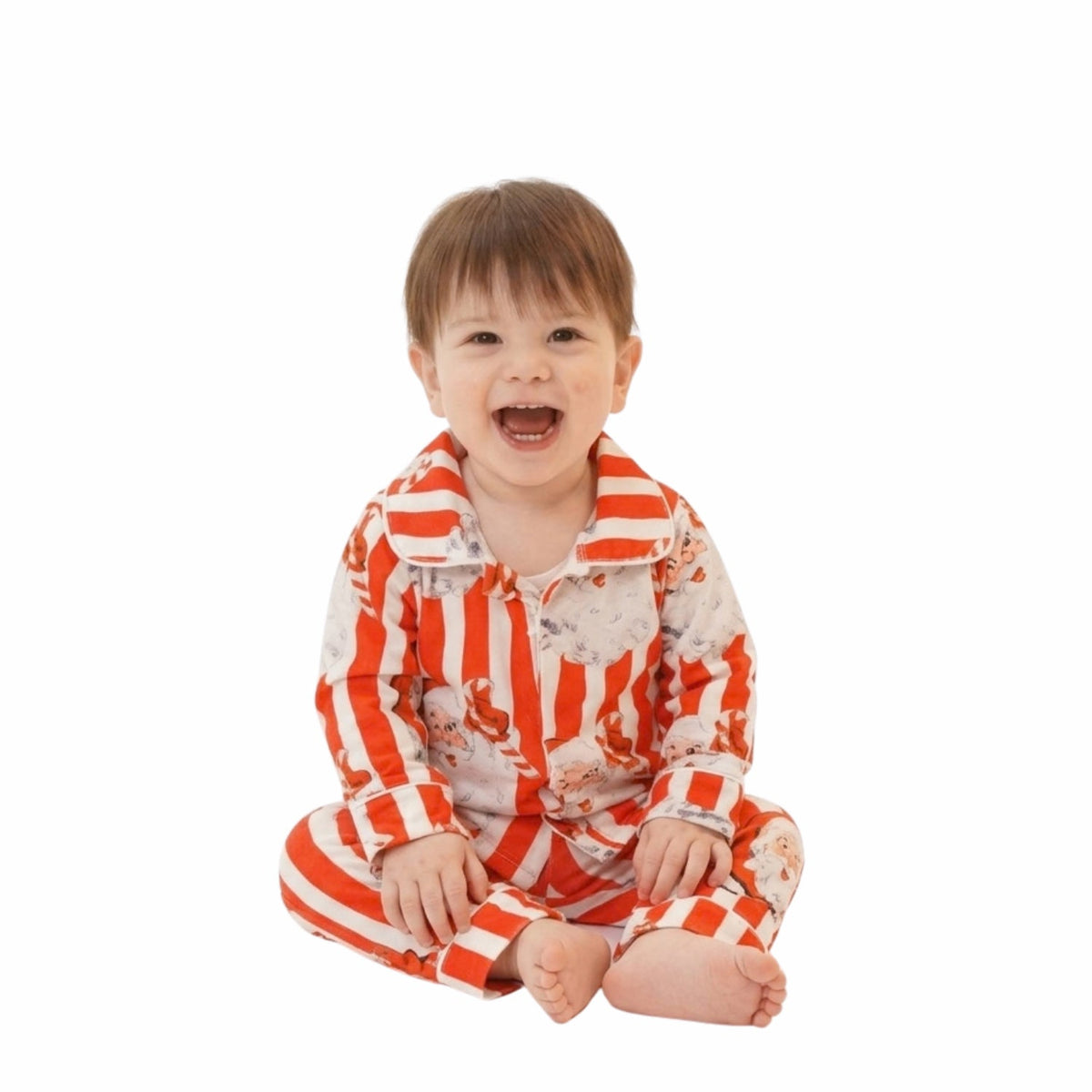 Baby Personalised Santa Stripe Sleepsuit - The Happy Tribe