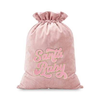 Baby Pink “Santa Baby” Velvet Christmas Sack - The Happy Tribe