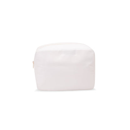 "Baby Stuff" Large Pouch, White with Baby Blue Letters - The Happy Tribe