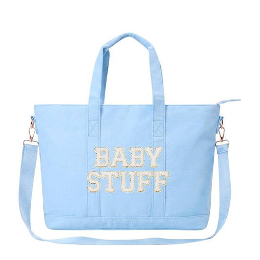 "Baby Stuff'' Tote Bag, Baby Blue - The Happy Tribe