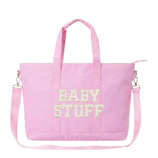 "Baby Stuff" Tote Bag, Baby Pink - The Happy Tribe