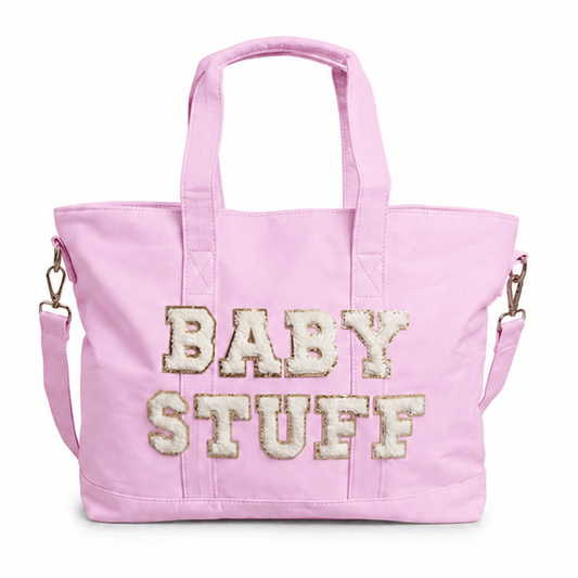 "Baby Stuff" Tote Bag, Baby Pink - The Happy Tribe