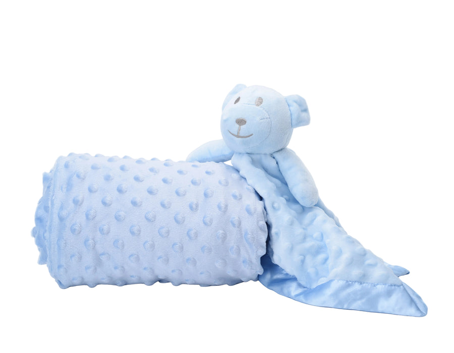 Baby Boys Personalised Blue Teddy Bear Comforter